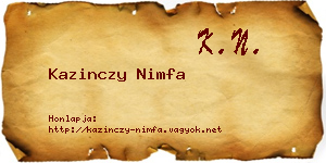 Kazinczy Nimfa névjegykártya